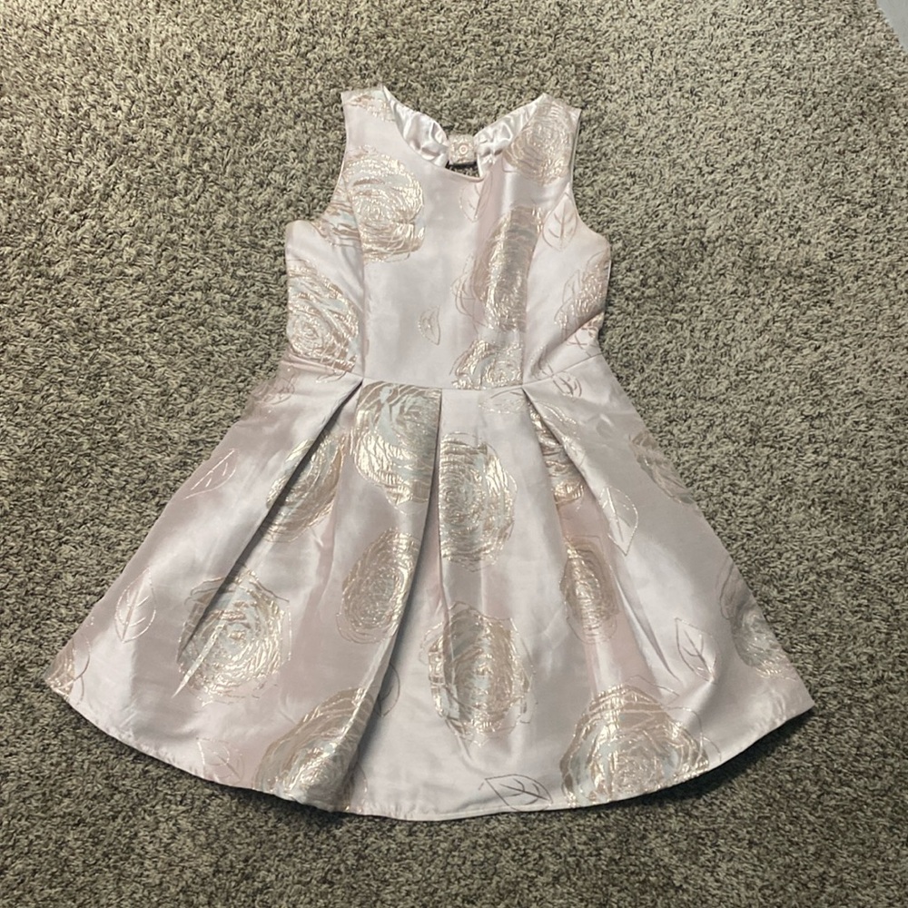 Girls Place Pink Dress with Gold Flowers